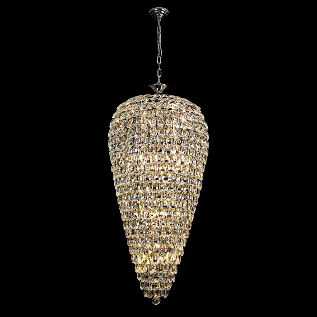 Coniston 20 Light Clear Crystal Tall Acorn Pendant in Polished Chrome