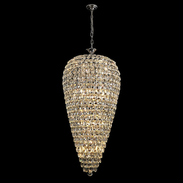 Coniston 20 Light Clear Crystal Tall Acorn Pendant in Polished Chrome