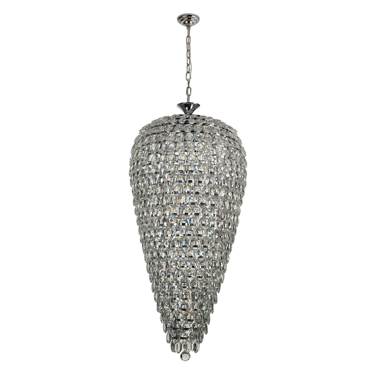 Coniston 20 Light Clear Crystal Tall Acorn Pendant in Polished Chrome