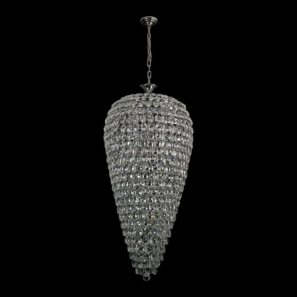 Coniston 20 Light Clear Crystal Tall Acorn Pendant in Polished Chrome