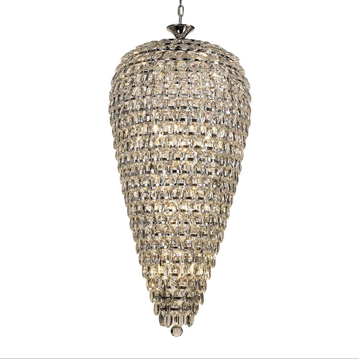 Coniston 20 Light Clear Crystal Tall Acorn Pendant in Polished Chrome
