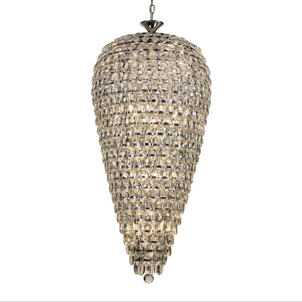 Coniston 20 Light Clear Crystal Tall Acorn Pendant in Polished Chrome