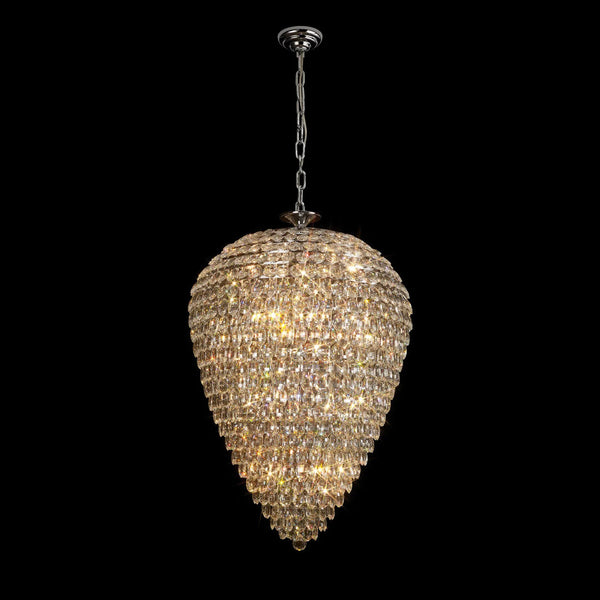 Coniston 25 Light Clear Crystal Acorn Pendant Light in Polished Chrome