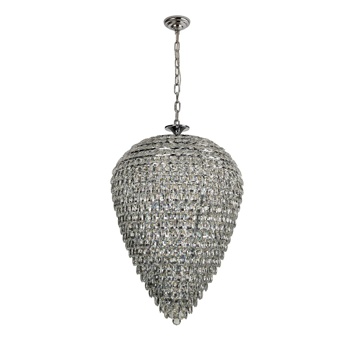 Coniston 25 Light Clear Crystal Acorn Pendant Light in Polished Chrome