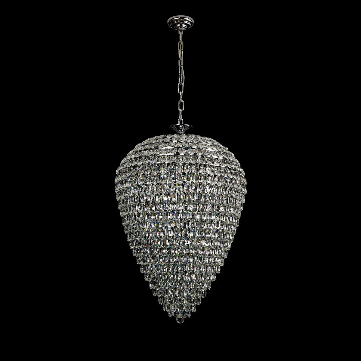 Coniston 25 Light Clear Crystal Acorn Pendant Light in Polished Chrome