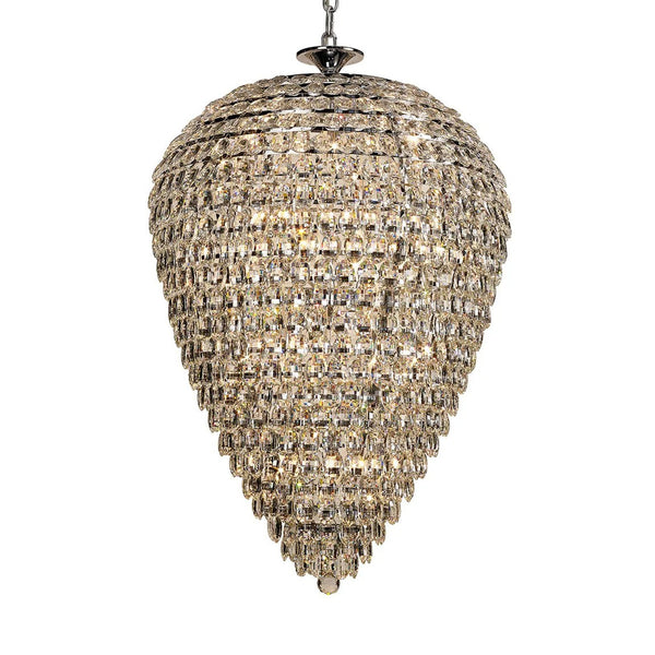 Coniston 25 Light Clear Crystal Acorn Pendant Light in Polished Chrome