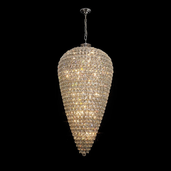 Coniston 25 Light Clear Crystal Tall Acorn Pendant in Polished Chrome