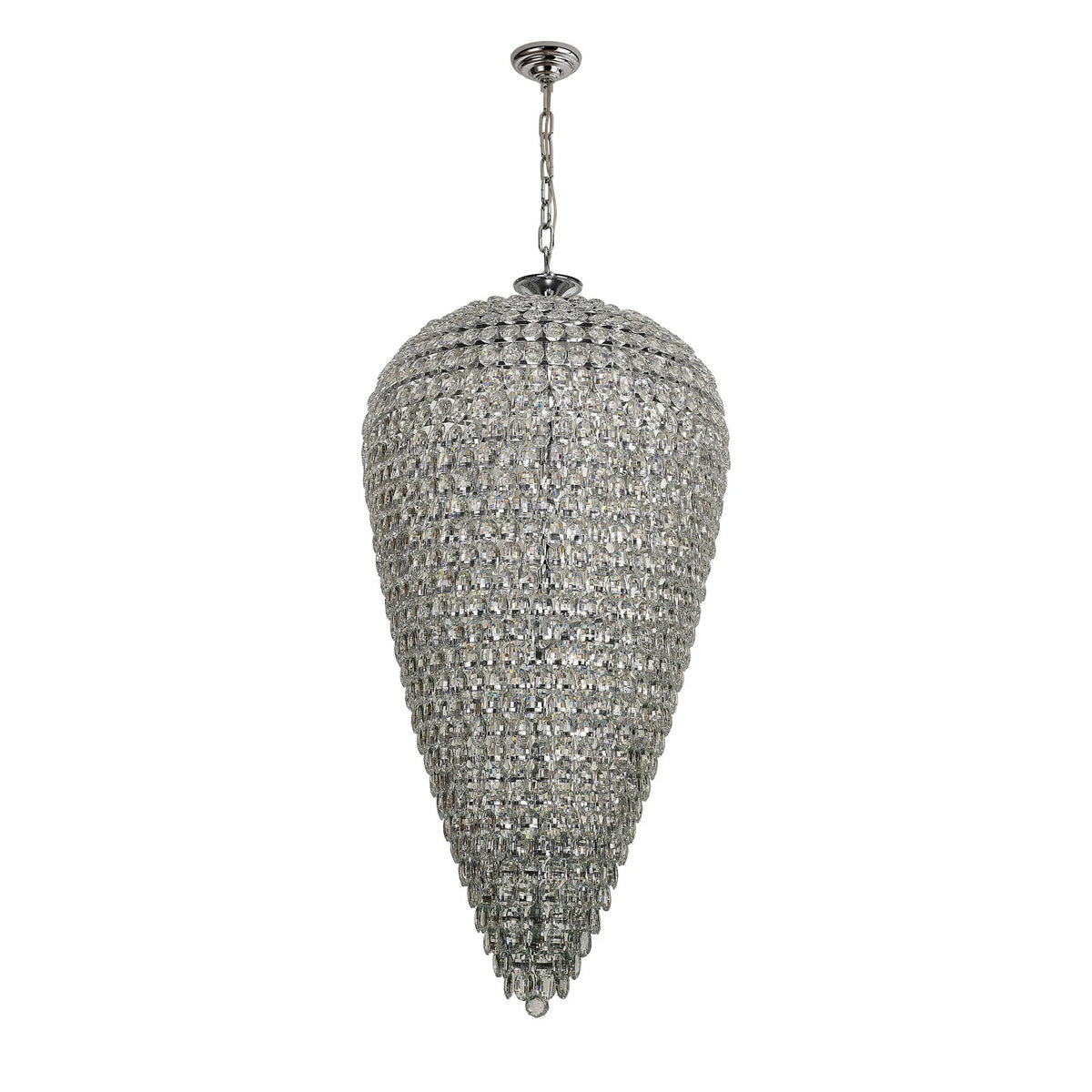 Coniston 25 Light Clear Crystal Tall Acorn Pendant in Polished Chrome