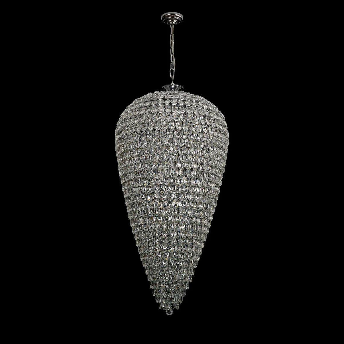 Coniston 25 Light Clear Crystal Tall Acorn Pendant in Polished Chrome