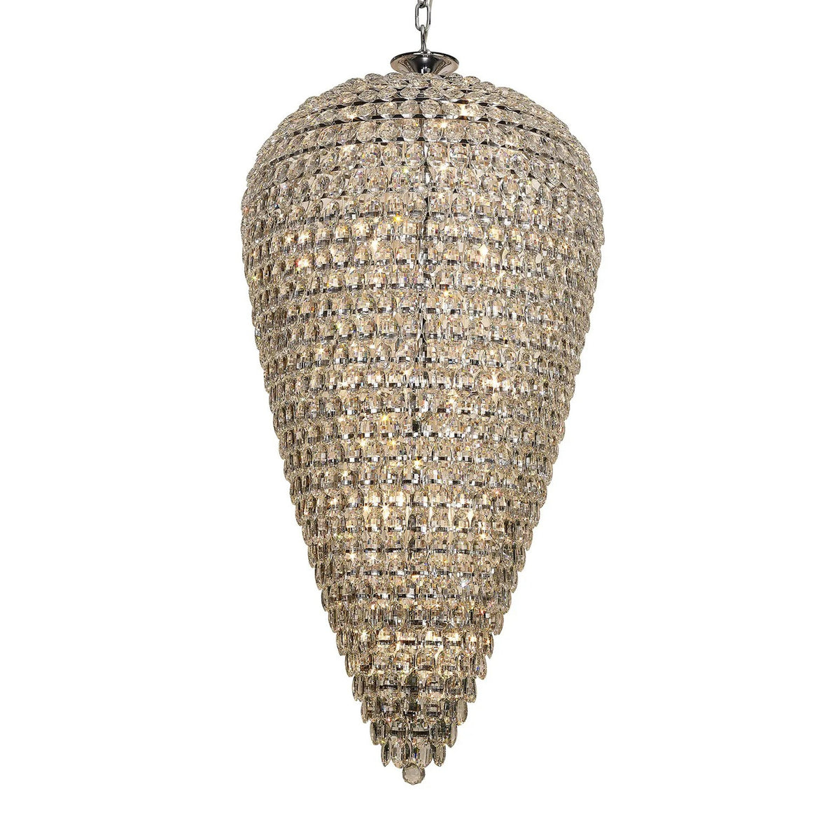 Coniston 25 Light Clear Crystal Tall Acorn Pendant in Polished Chrome