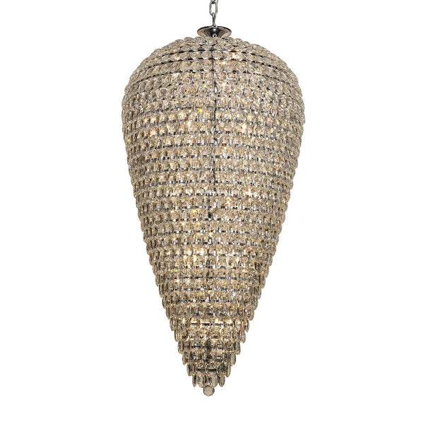 Coniston 25 Light Clear Crystal Tall Acorn Pendant in Polished Chrome