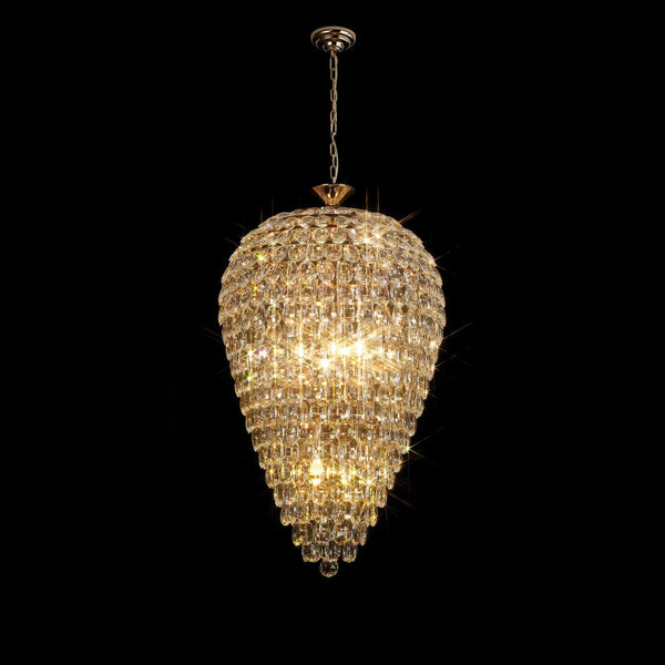 Coniston 16 Light Clear Crystal Acorn Pendant Light in French Gold