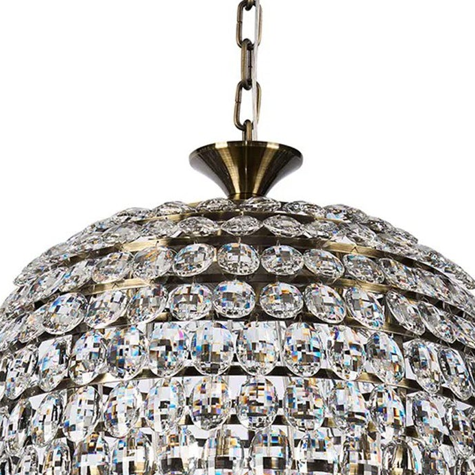 Coniston 16 Light Clear Crystal Acorn Pendant Light in Antique Brass