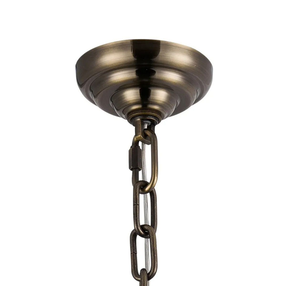 Coniston 16 Light Clear Crystal Acorn Pendant Light in Antique Brass