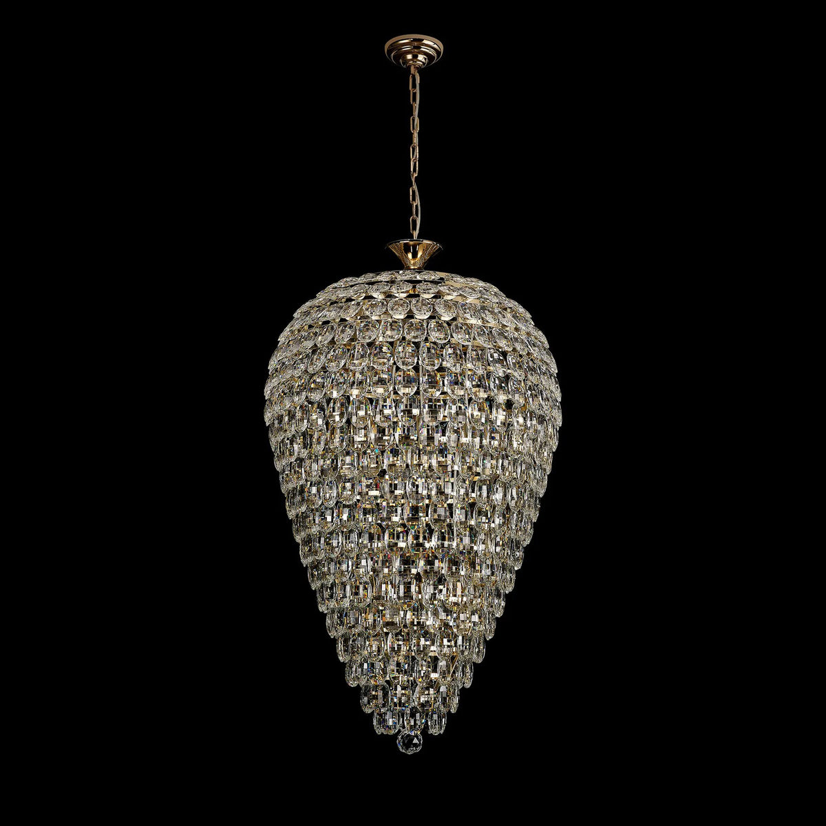 Coniston 16 Light Clear Crystal Acorn Pendant Light in French Gold