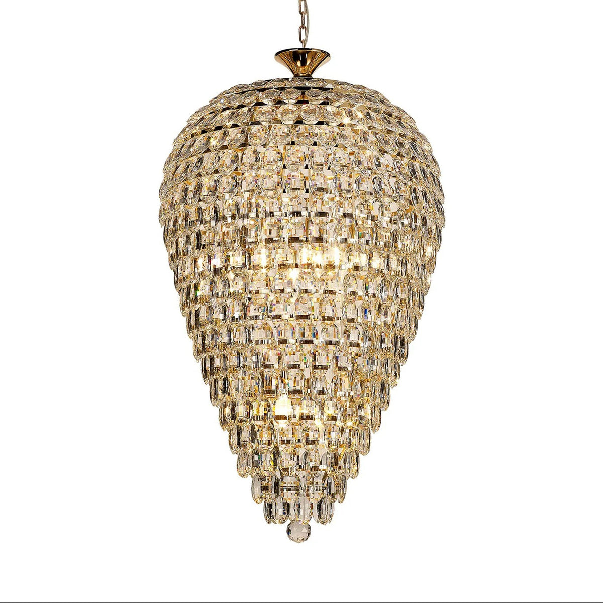 Coniston 16 Light Clear Crystal Acorn Pendant Light in French Gold