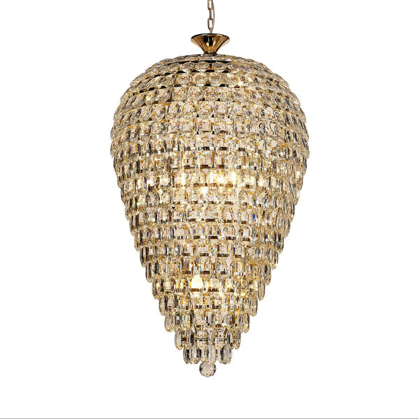 Coniston 16 Light Clear Crystal Acorn Pendant Light in French Gold