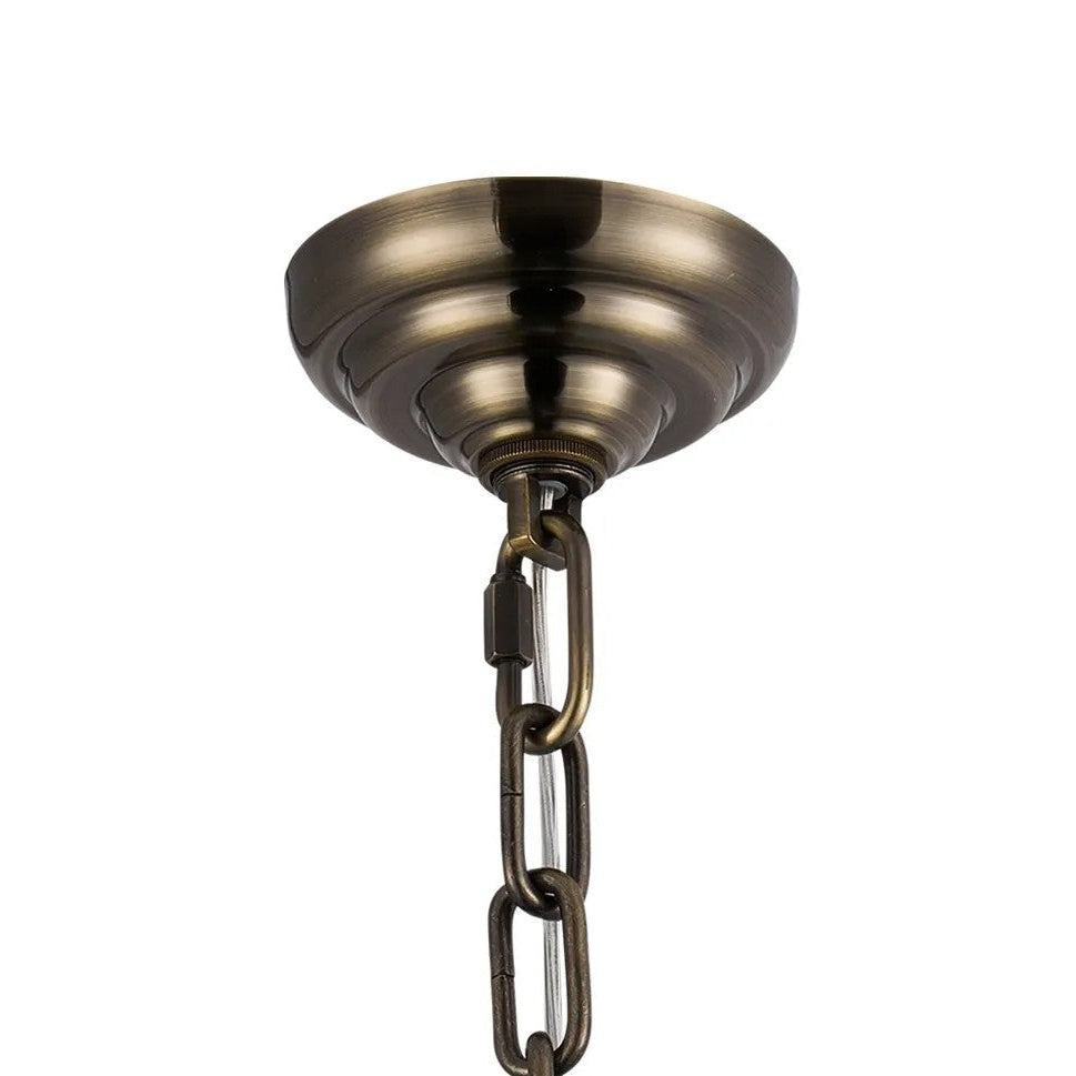 Coniston 20 Light Clear Crystal Tall Acorn Pendant in Antique Brass