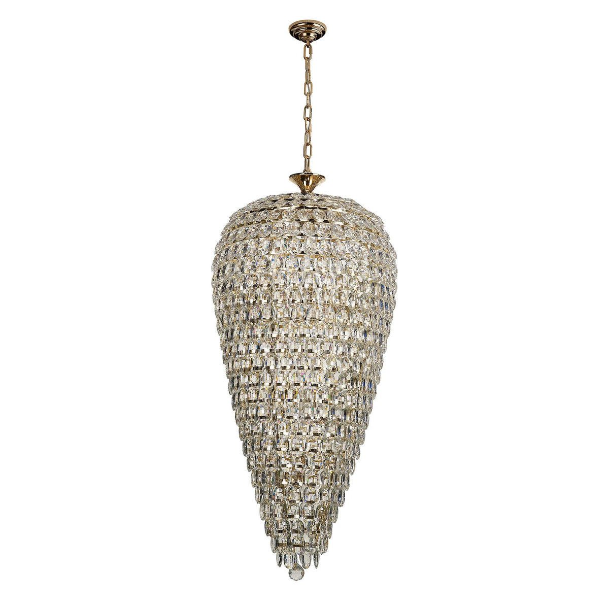 Coniston 20 Light Clear Crystal Tall Acorn Pendant in French Gold