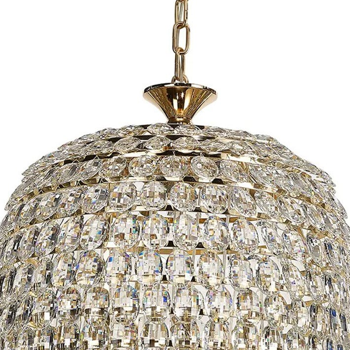 Coniston 20 Light Clear Crystal Tall Acorn Pendant in French Gold