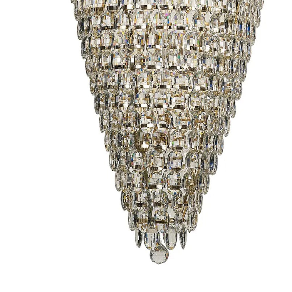 Coniston 20 Light Clear Crystal Tall Acorn Pendant in French Gold