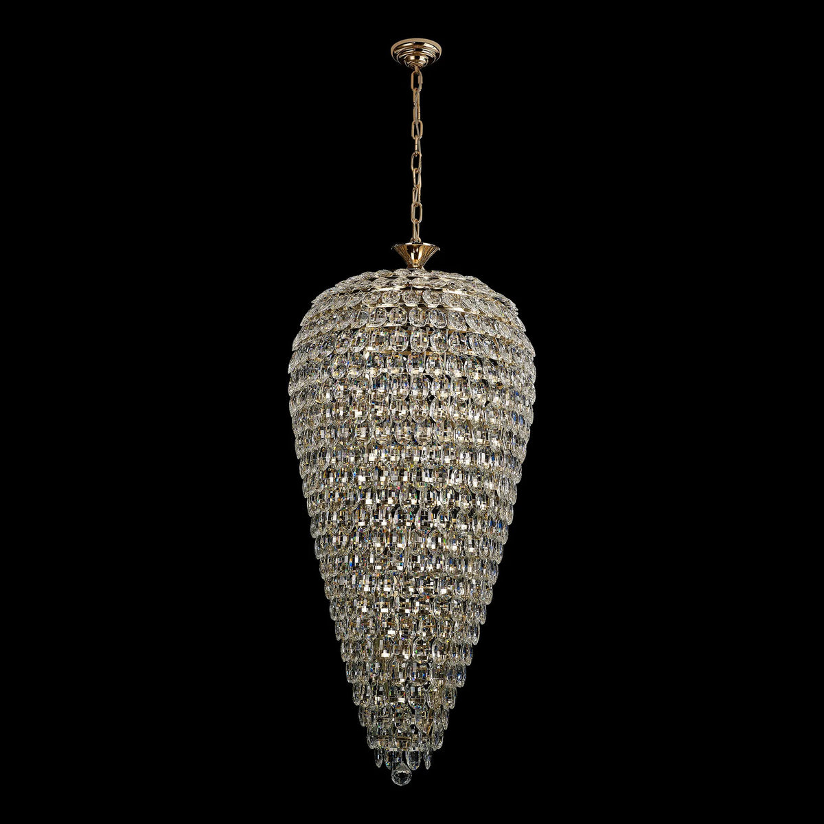 Coniston 20 Light Clear Crystal Tall Acorn Pendant in French Gold