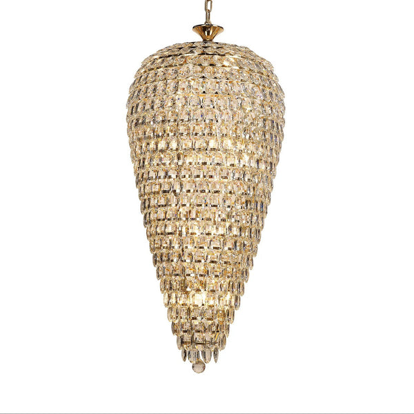 Coniston 20 Light Clear Crystal Tall Acorn Pendant in French Gold