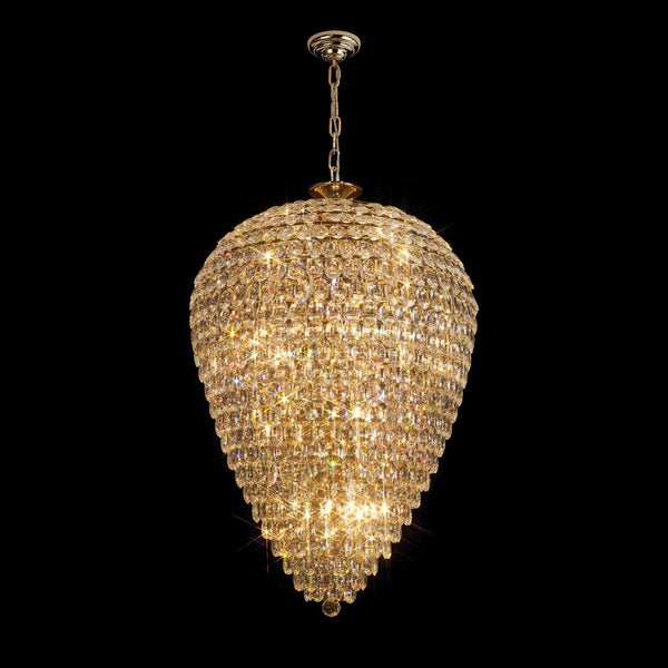 Coniston 25 Light Clear Crystal Acorn Pendant Light in French Gold