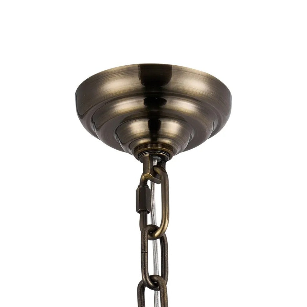Coniston 25 Light Clear Crystal Acorn Pendant in Antique Brass