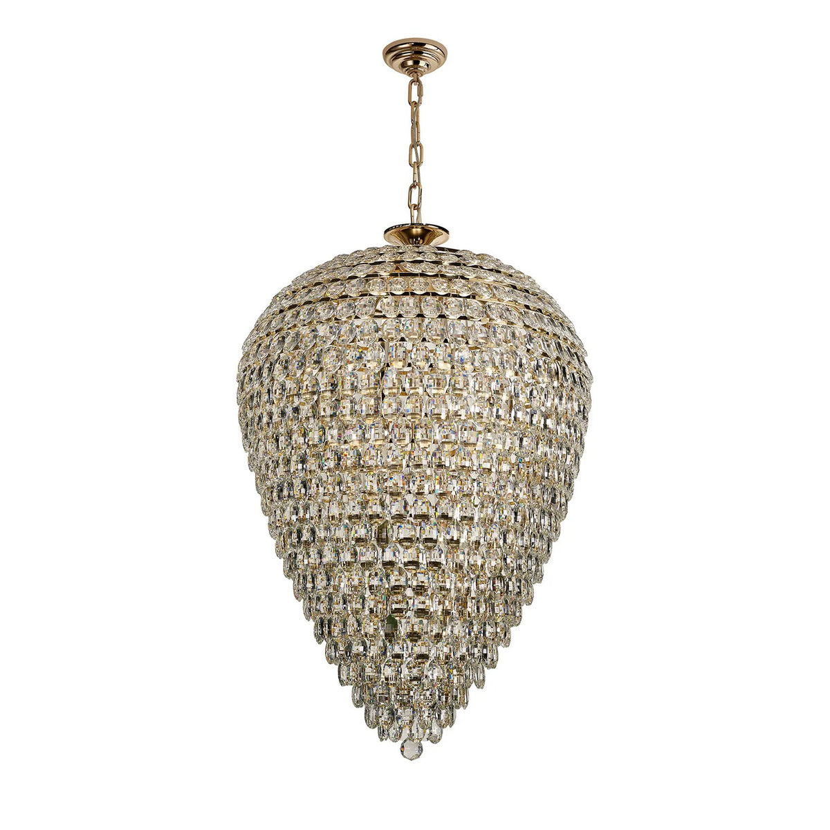 Coniston 25 Light Clear Crystal Acorn Pendant Light in French Gold