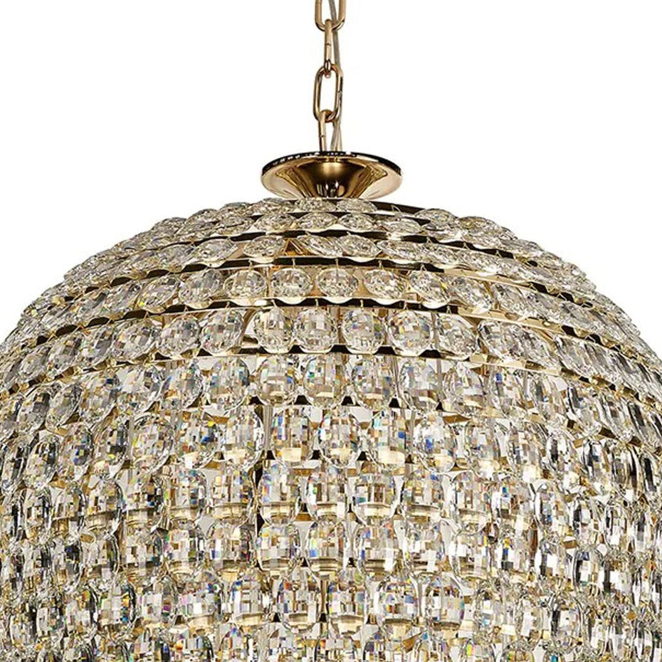 Coniston 25 Light Clear Crystal Acorn Pendant Light in French Gold