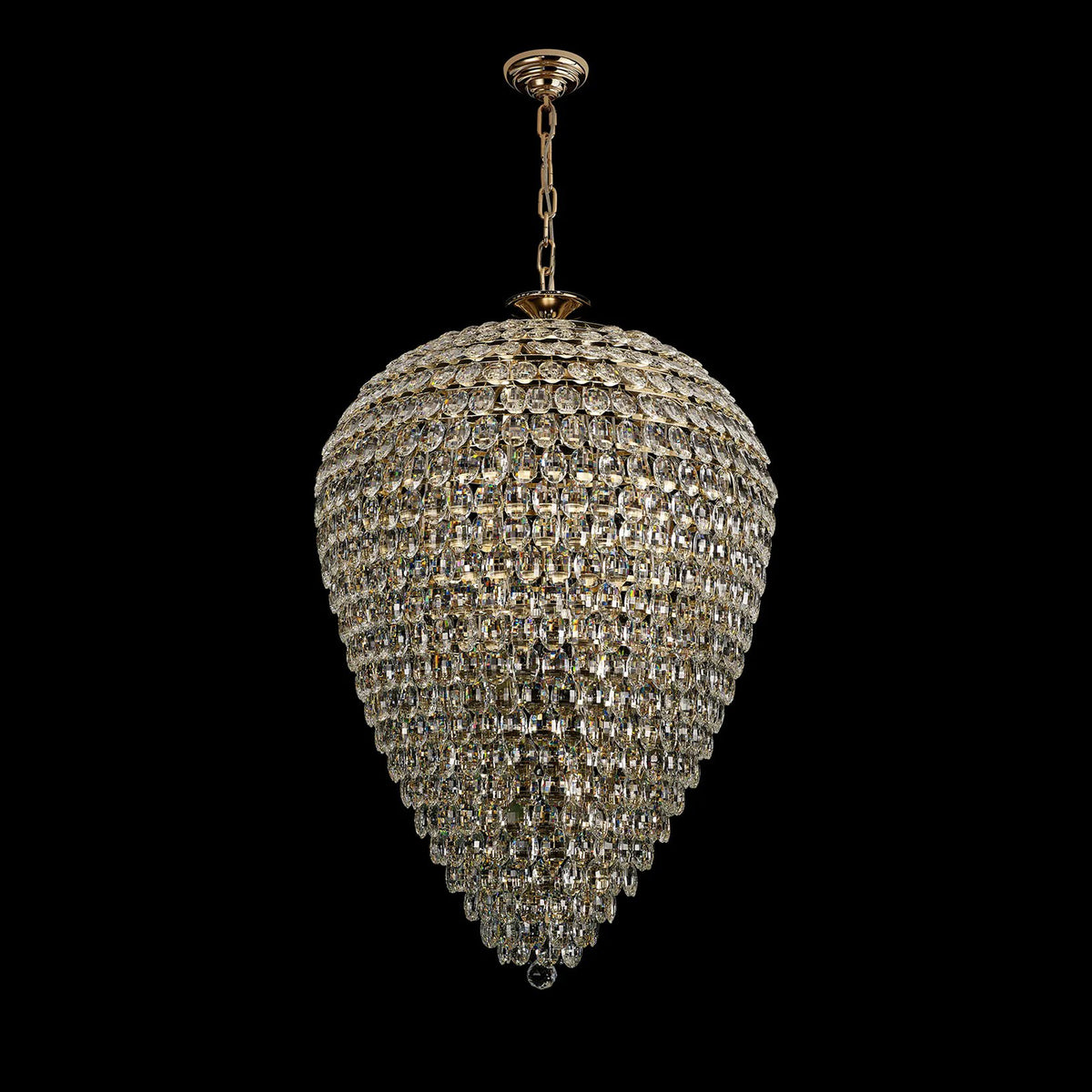 Coniston 25 Light Clear Crystal Acorn Pendant Light in French Gold