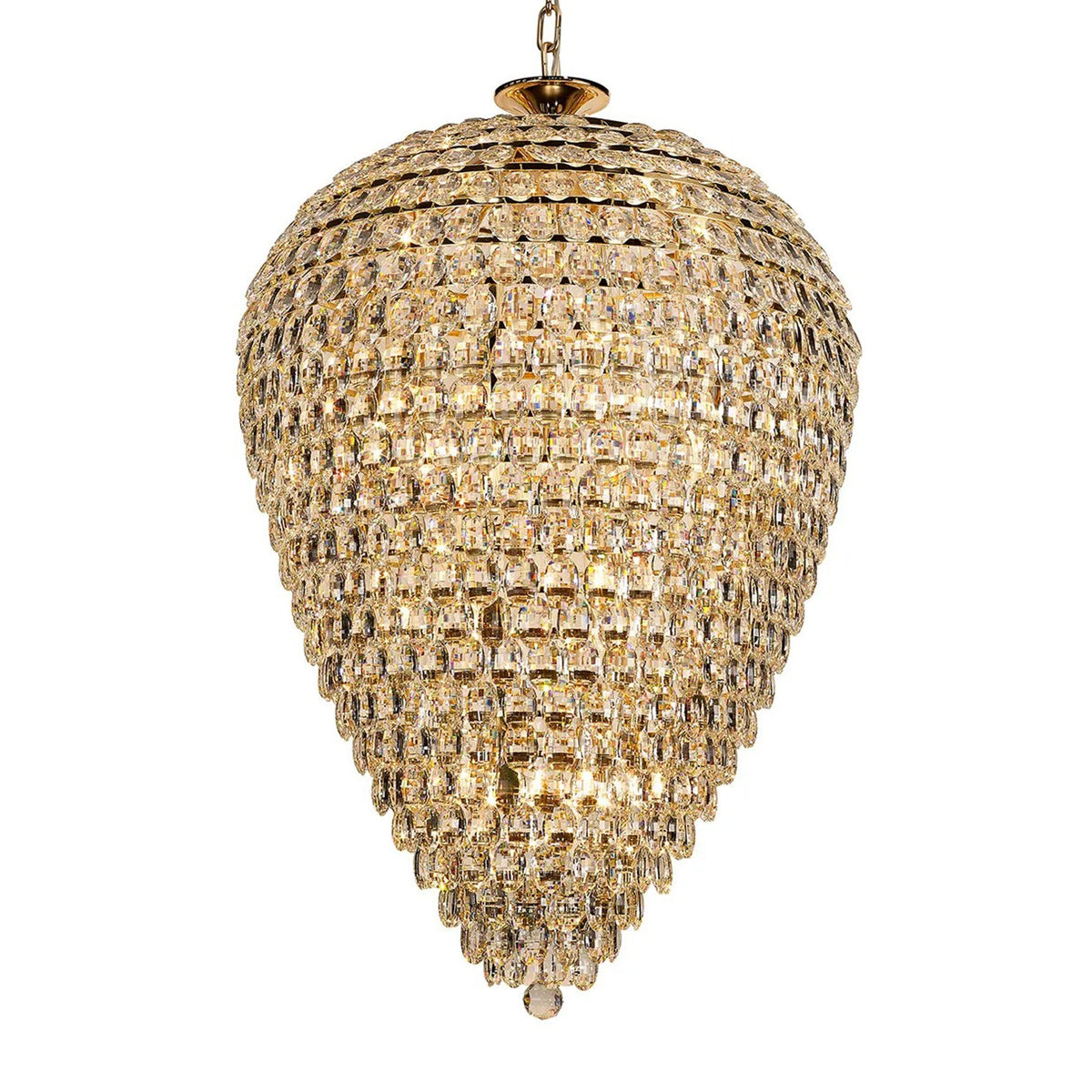 Coniston 25 Light Clear Crystal Acorn Pendant Light in French Gold