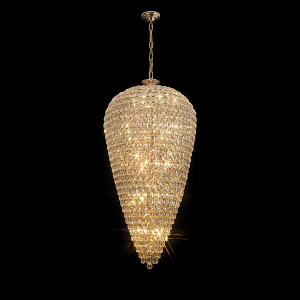 Coniston 25 Light Clear Crystal Tall Acorn Pendant in French Gold
