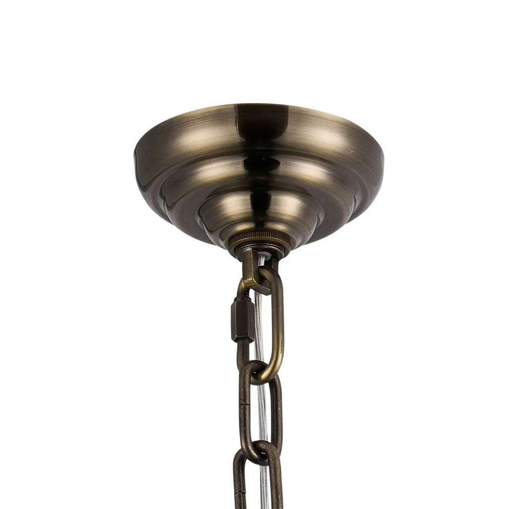 Coniston 25 Light Clear Crystal Tall Acorn Pendant in Antique Brass