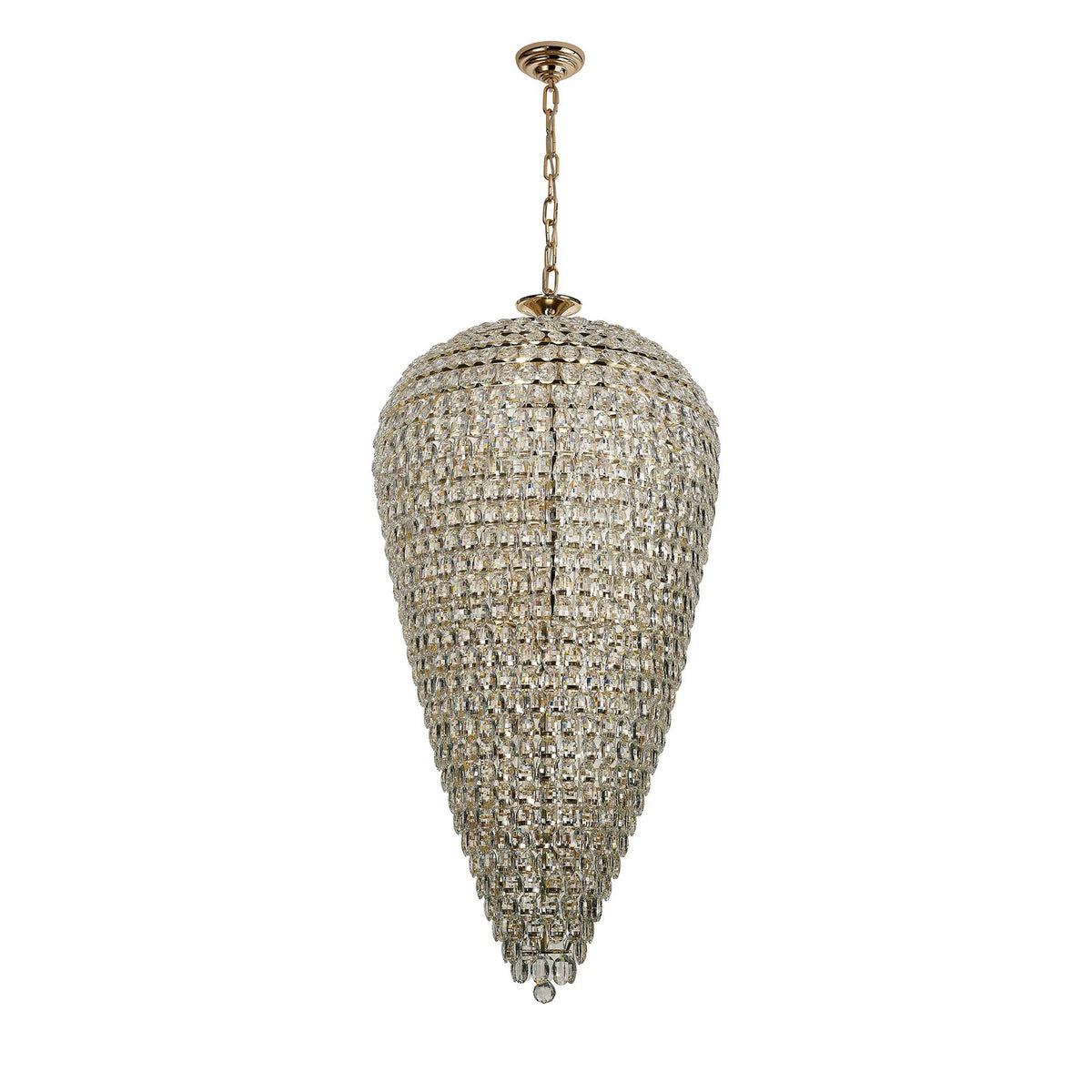 Coniston 25 Light Clear Crystal Tall Acorn Pendant in French Gold