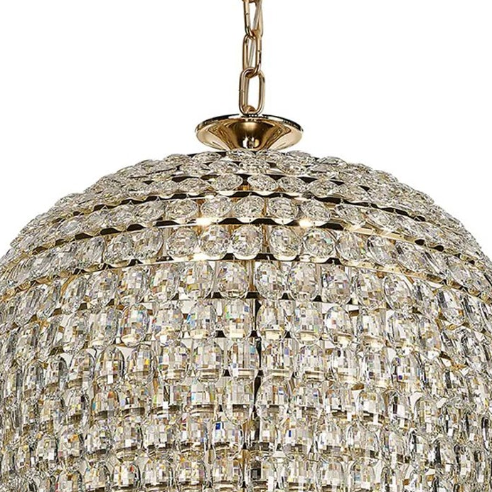 Coniston 25 Light Clear Crystal Tall Acorn Pendant in French Gold