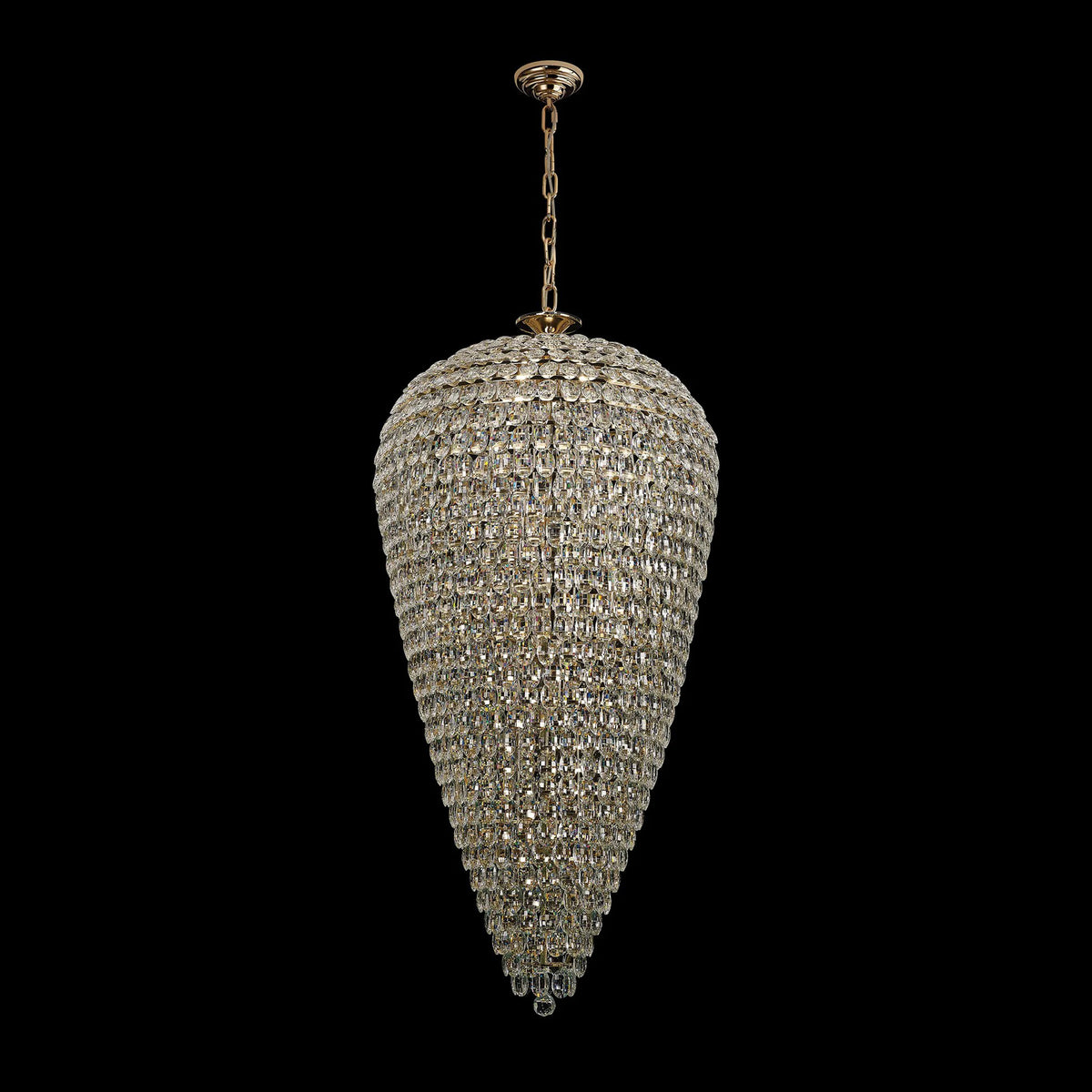 Coniston 25 Light Clear Crystal Tall Acorn Pendant in French Gold