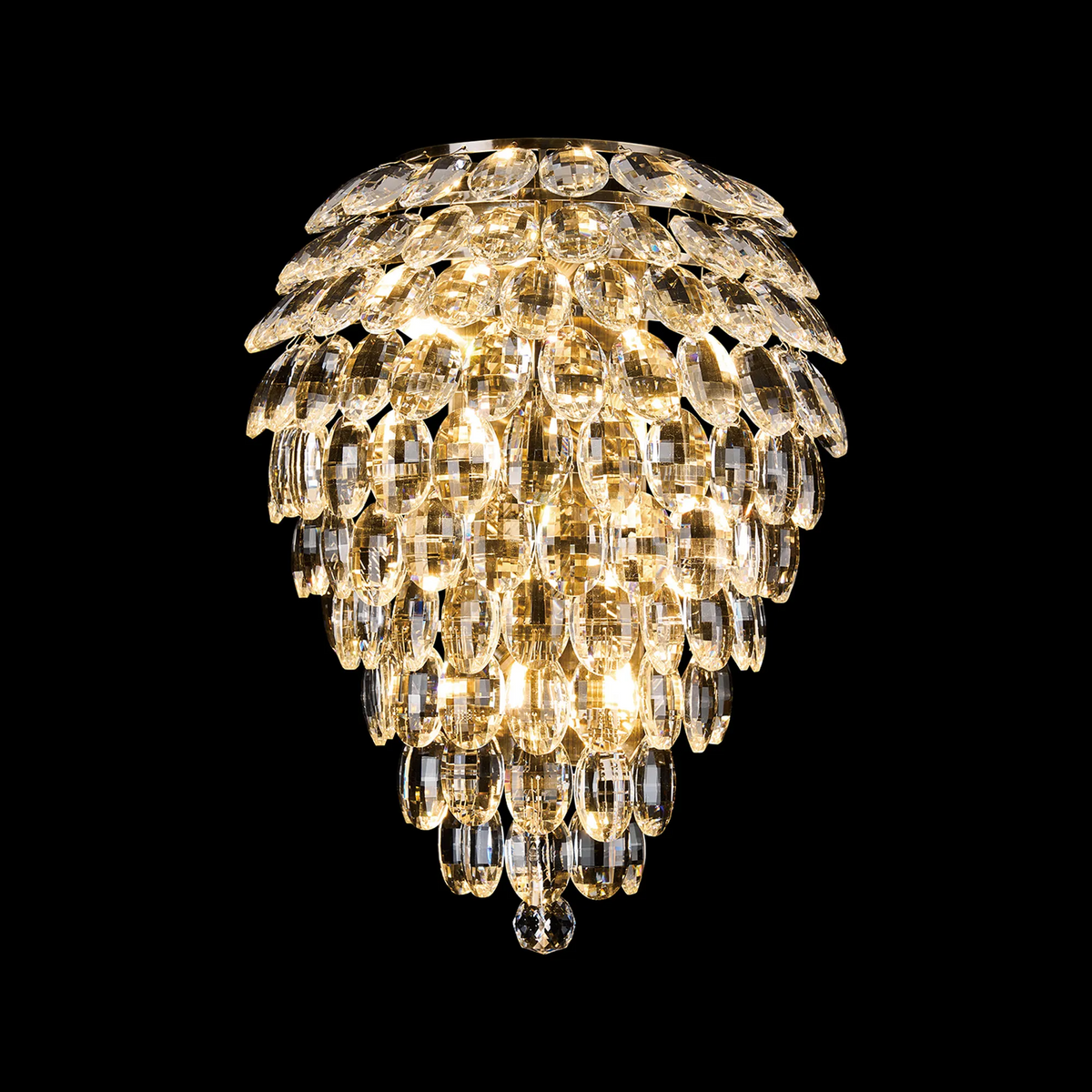 Coniston Tall Wall Light in Antique Brass & Clear Crystal