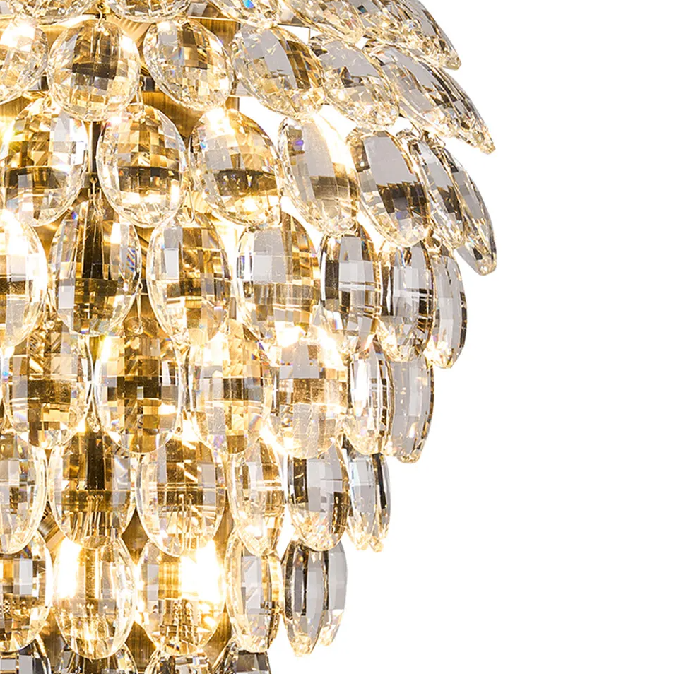 Coniston Tall Wall Light in Antique Brass & Clear Crystal