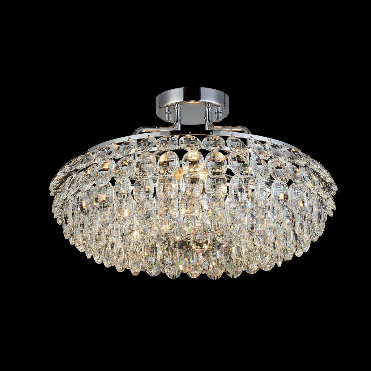 Coniston 4 Light Semi Flush Ring Ceiling Light in Polished Chrome & Clear Crystal