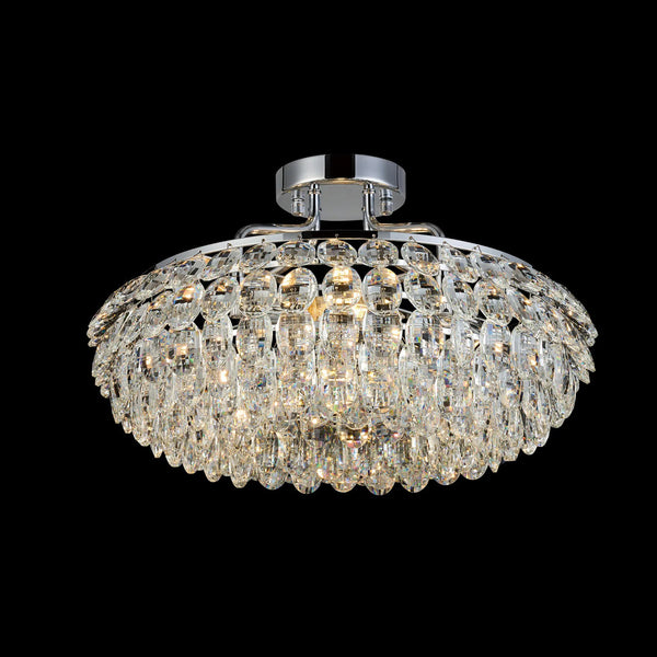 Coniston 4 Light Semi Flush Ring Ceiling Light in Polished Chrome & Clear Crystal