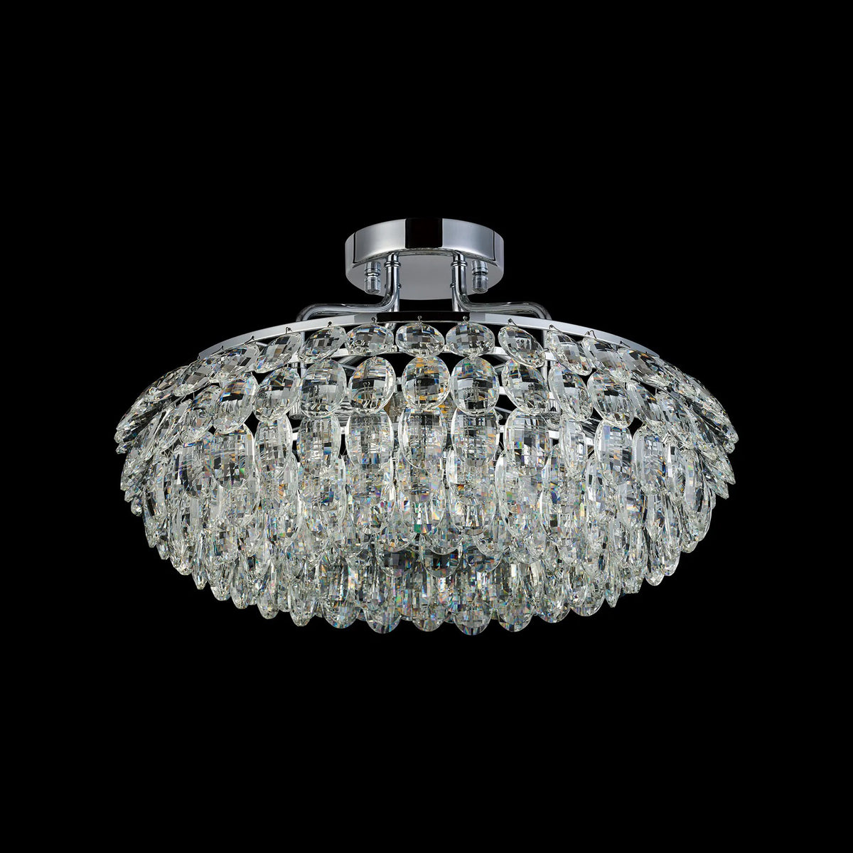 Coniston 4 Light Semi Flush Ring Ceiling Light in Polished Chrome & Clear Crystal