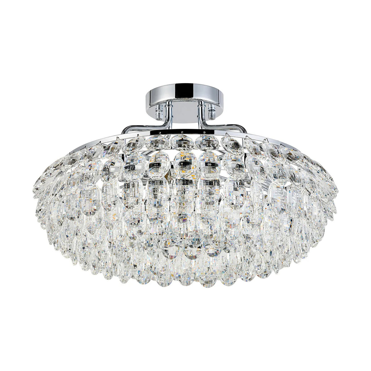 Coniston 4 Light Semi Flush Ring Ceiling Light in Polished Chrome & Clear Crystal