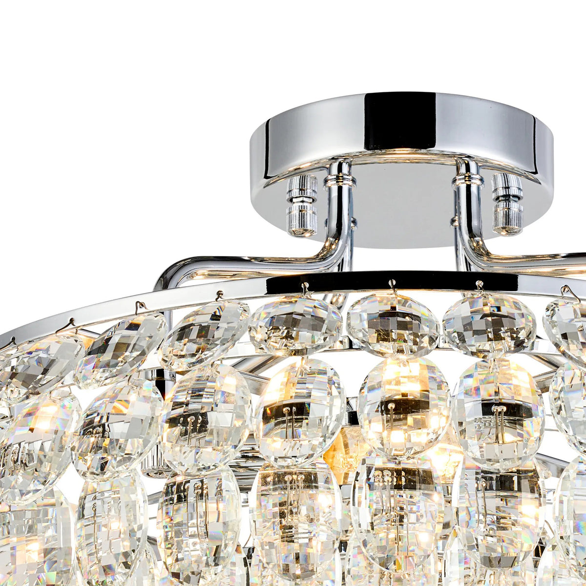 Coniston 4 Light Semi Flush Ring Ceiling Light in Polished Chrome & Clear Crystal