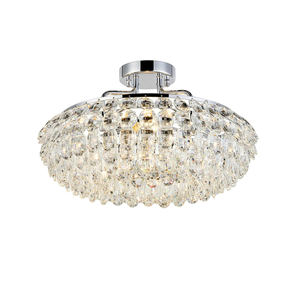 Coniston 4 Light Semi Flush Ring Ceiling Light in Polished Chrome & Clear Crystal