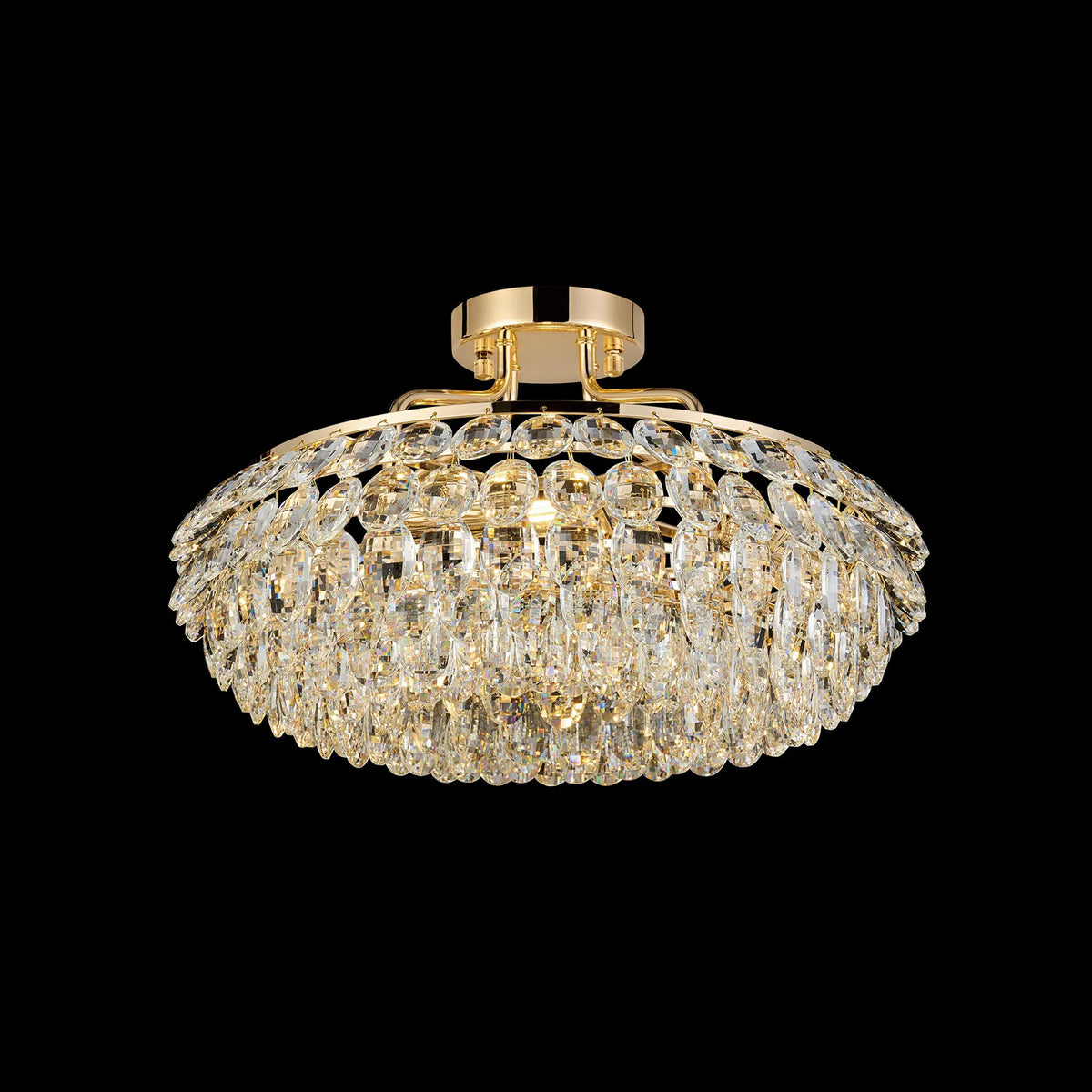 Coniston 4 Light Semi Flush Ring Ceiling Light in French Gold & Clear Crystal