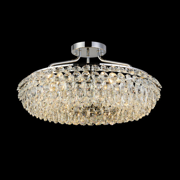 Coniston 6 Light Semi Flush Ring Ceiling Light in Polished Chrome & Clear Crystal