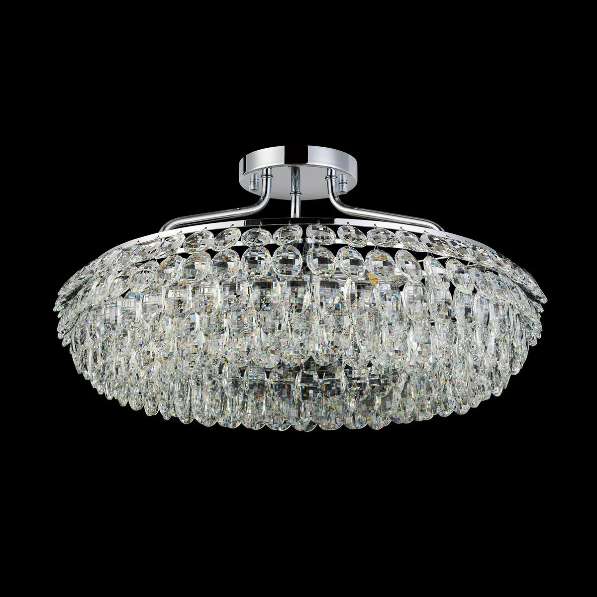 Coniston 6 Light Semi Flush Ring Ceiling Light in Polished Chrome & Clear Crystal