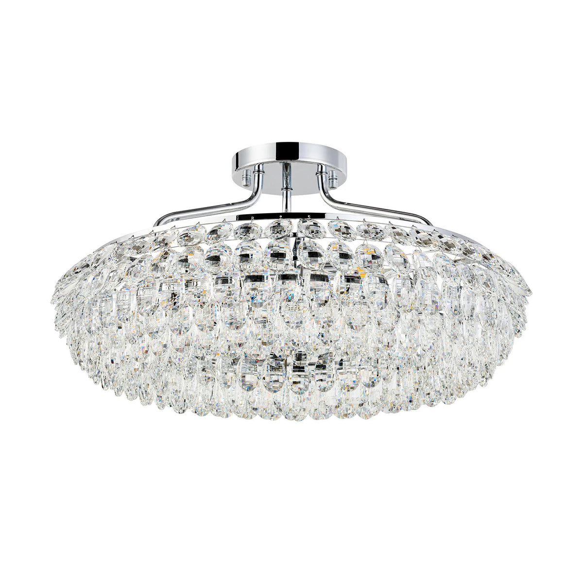 Coniston 6 Light Semi Flush Ring Ceiling Light in Polished Chrome & Clear Crystal